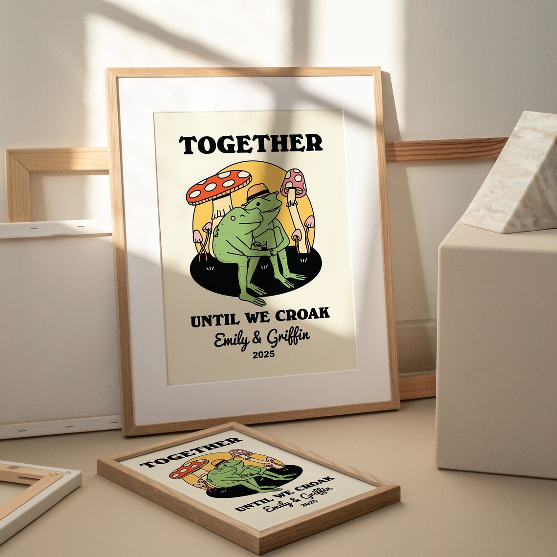 Personalized Couple Frog Illustration Love Art Print - Image 3