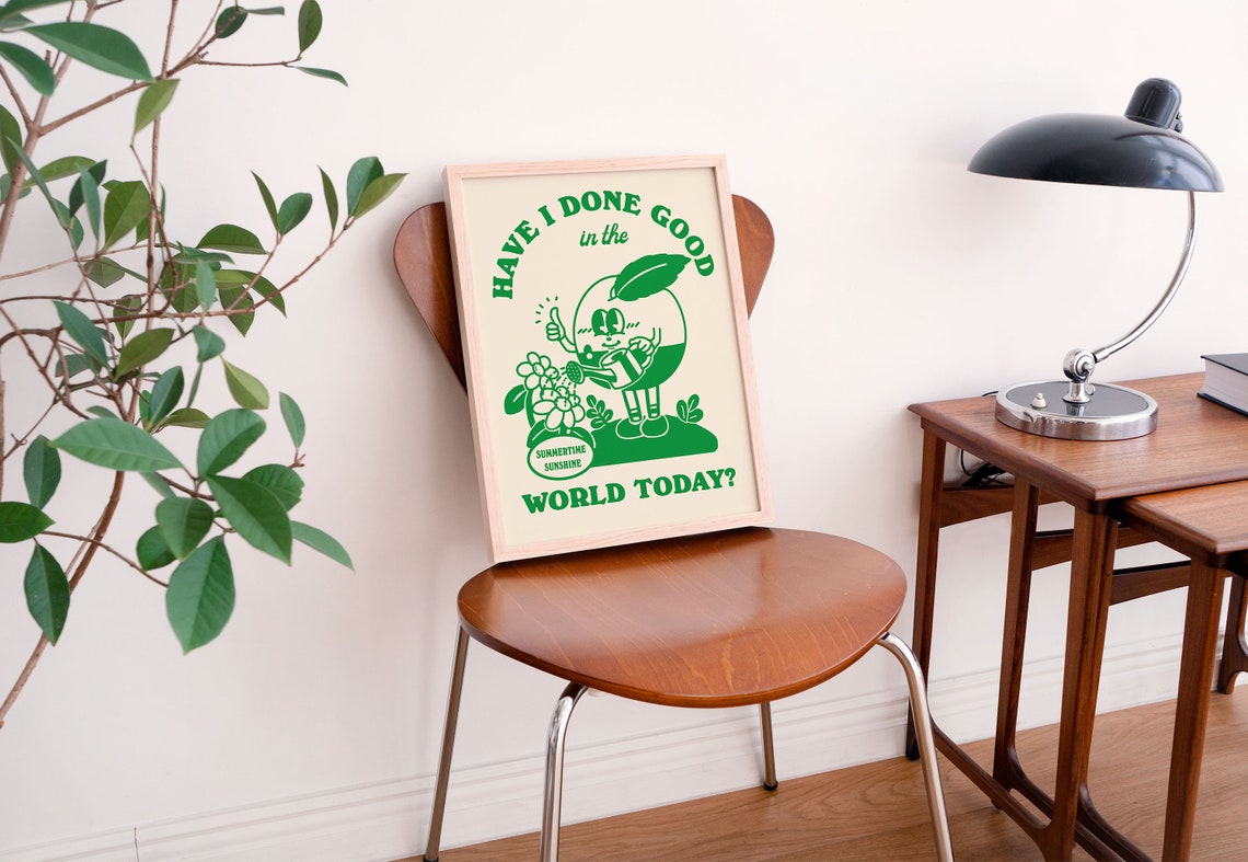 Have I Done Good World Today Retro Apple Character Quote Poster - Image 2