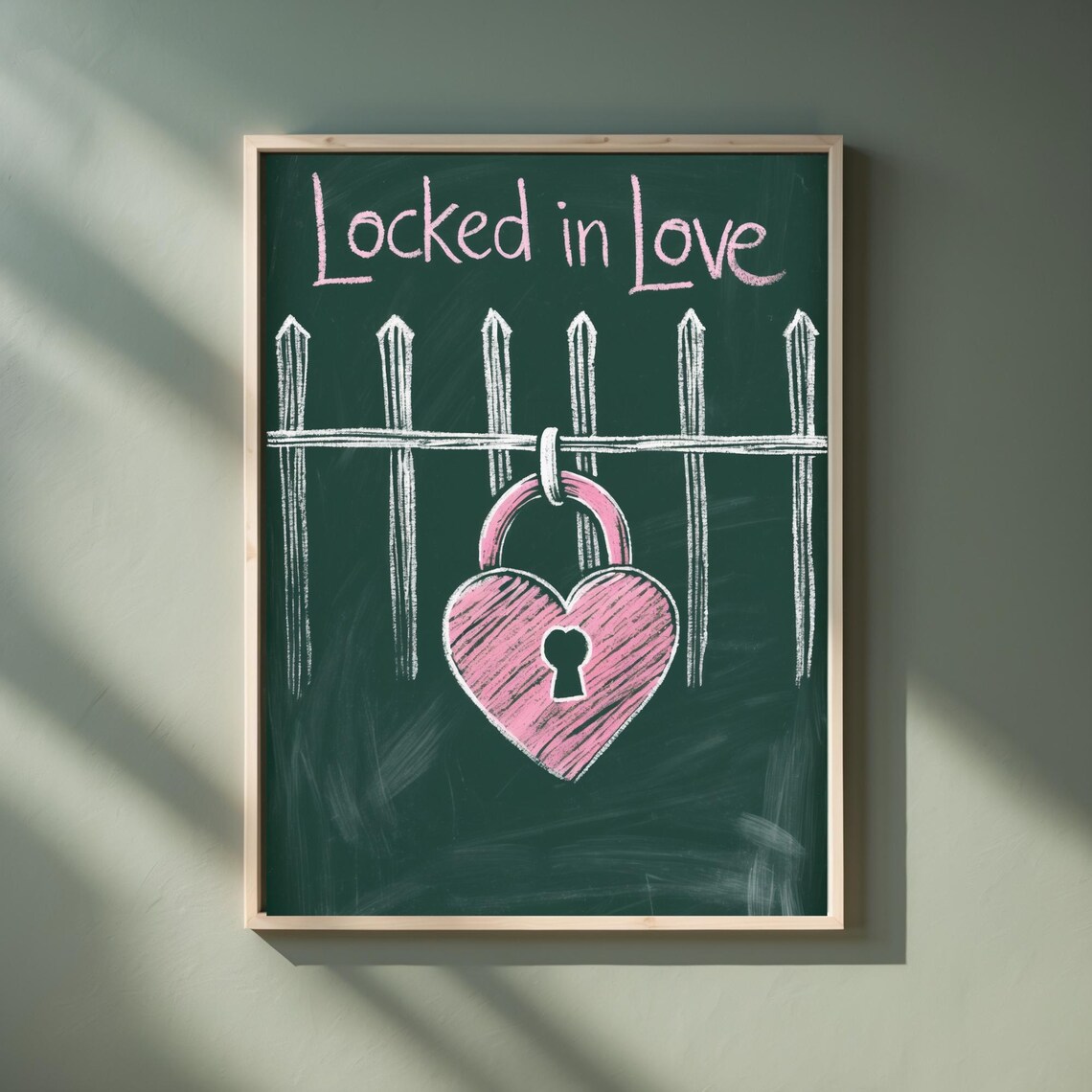 Locked In Love Heart Padlock Chalkboard Quote Anniversary Gift Poster