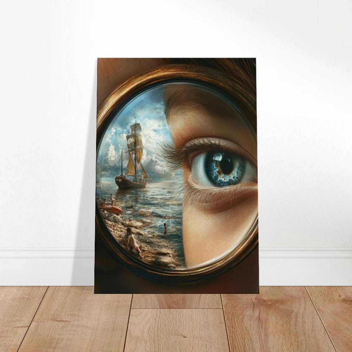 Voyage Through the Eye Dreamlike Seascape Tall Ship Surreal Poster