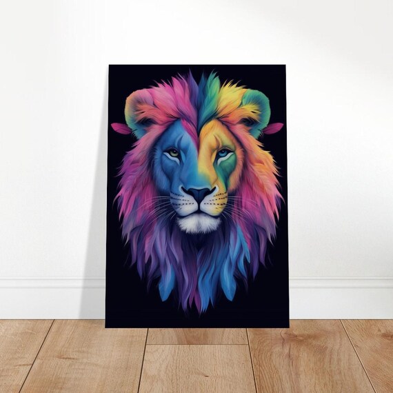 Neon King Lion Canvas Art Vibrant Modern Wall Decor The Contemporary Collection