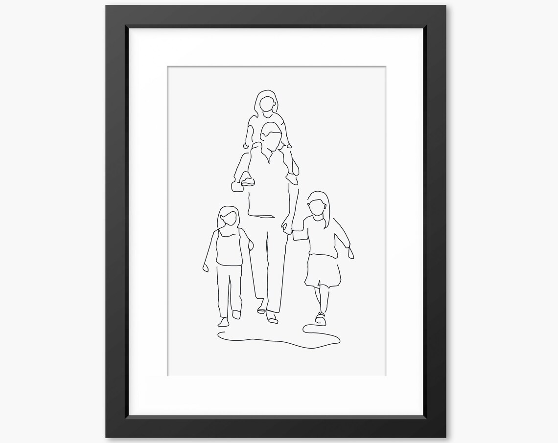 Family Print Family Line Art Family Drawing Family Illustration Fathers Day Gift Dad Dad Gift Wall Art Line Drawing Line Art