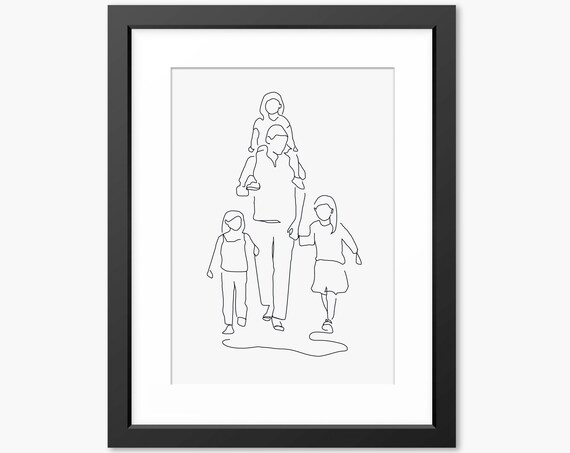 Family Print Family Line Art Family Drawing Family Illustration Fathers Day Gift Dad Dad Gift Wall Art Line Drawing Line Art