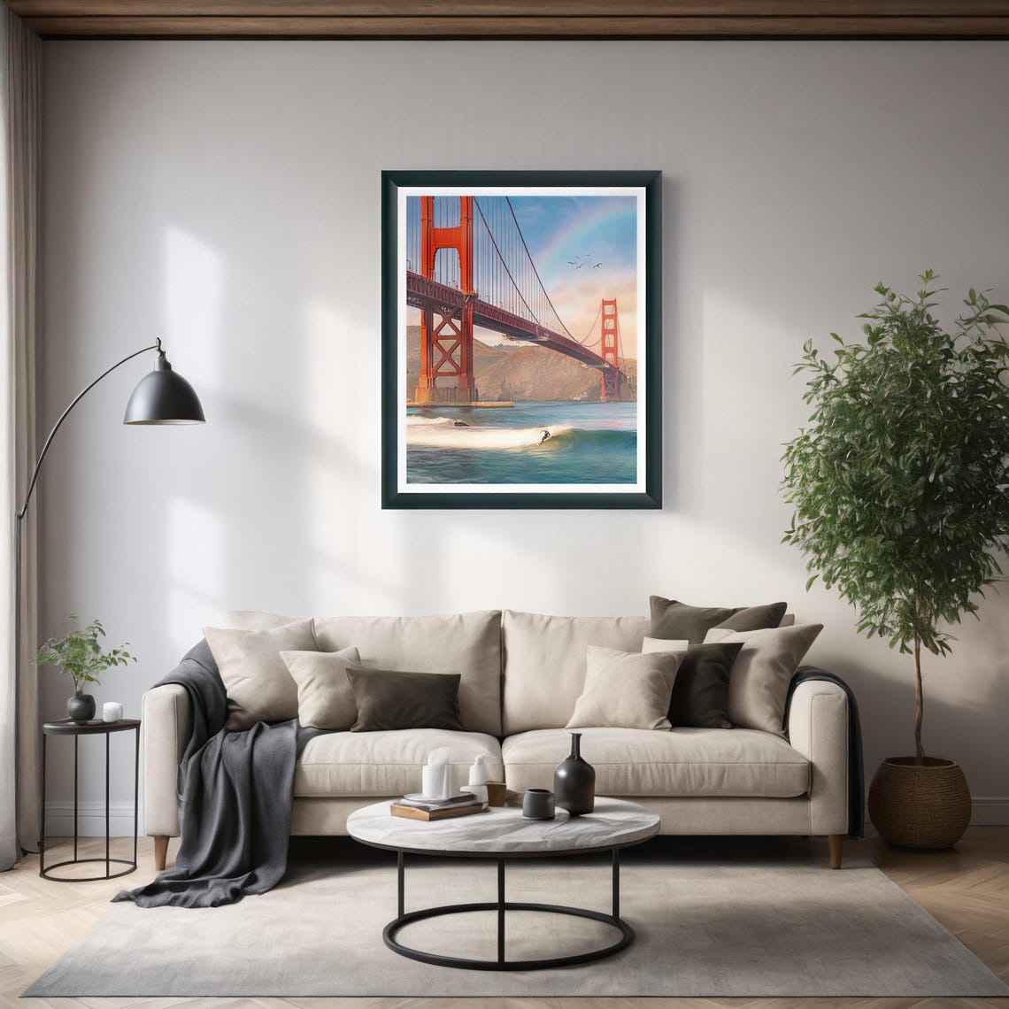 Surfing Beneath The Golden Gate Paper Poster Print - Image 3