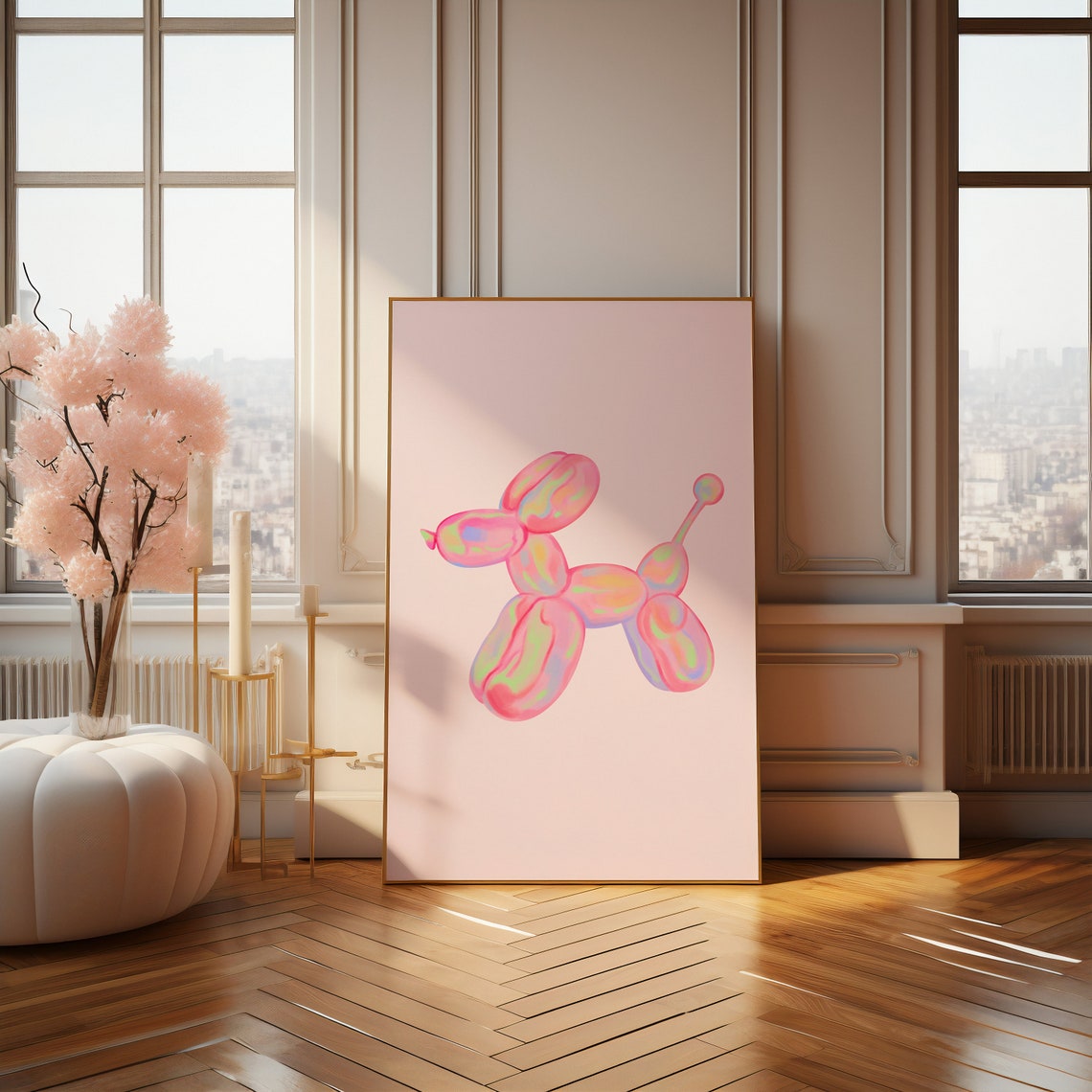 Pink Iridescent Balloon Dog Pop Art Glossy Trendy Room Poster - Image 2