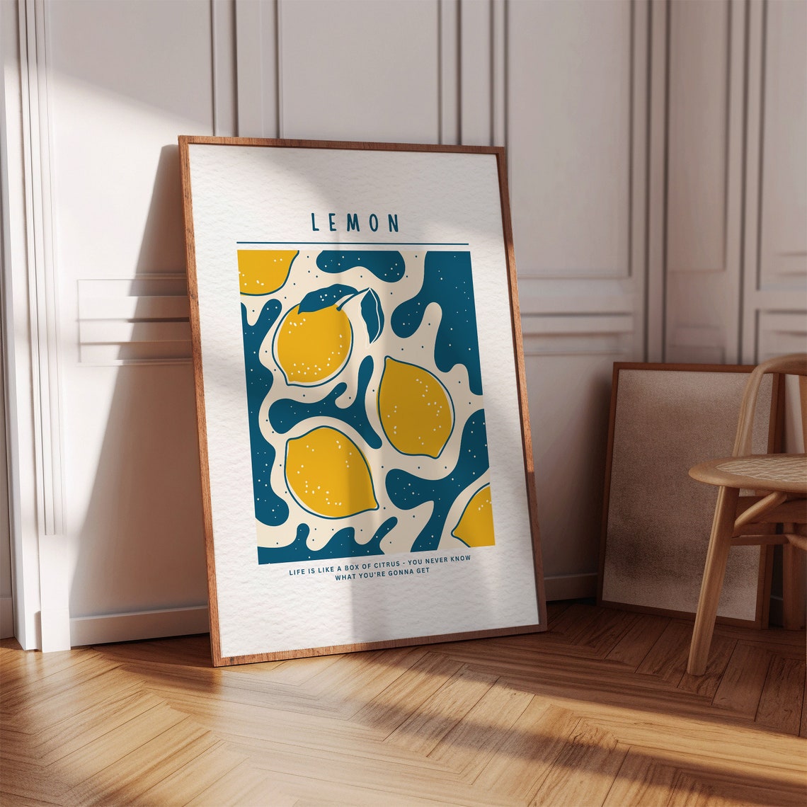 Lemon Citrus Retro Pop Art Yellow Blue Kitchen Quote Art Poster - Image 2