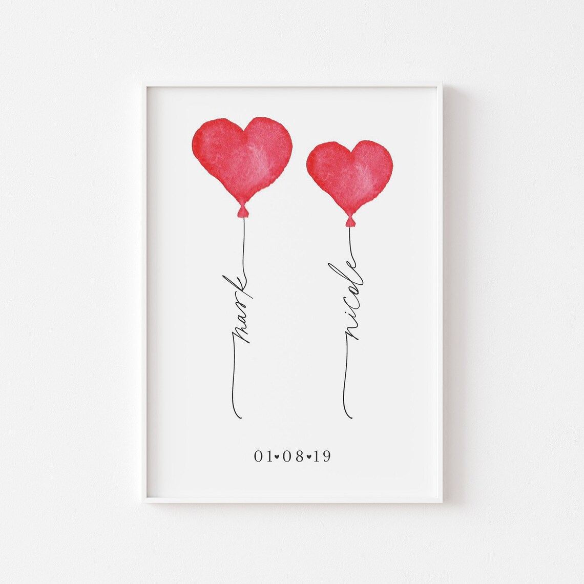 Love Balloons Personalized Couples Art Print