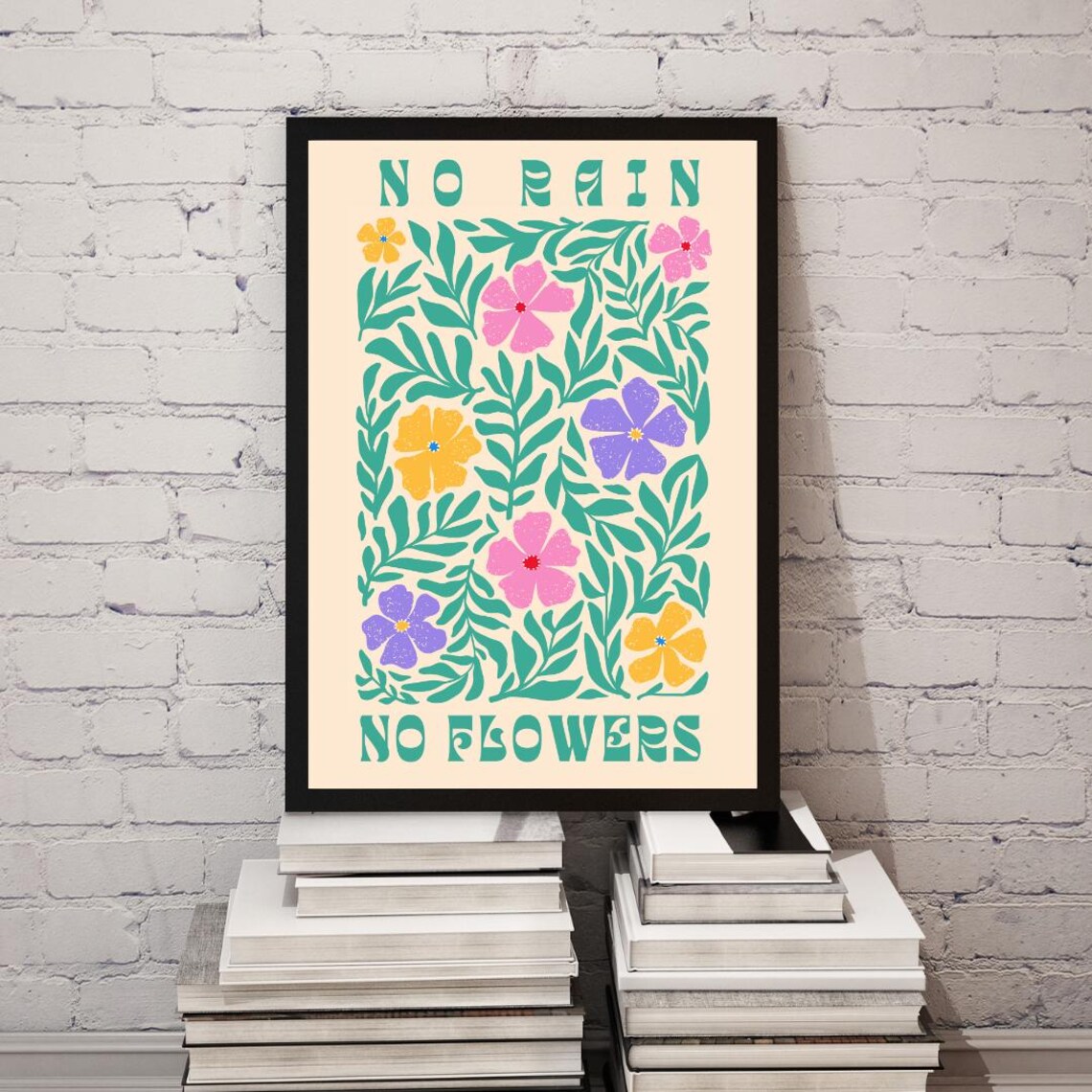 No Rain No Flowers Quote Poster, Motivational - Image 5