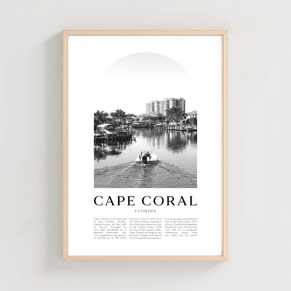 Cape Coral Travel Poster, Florida City Art Print