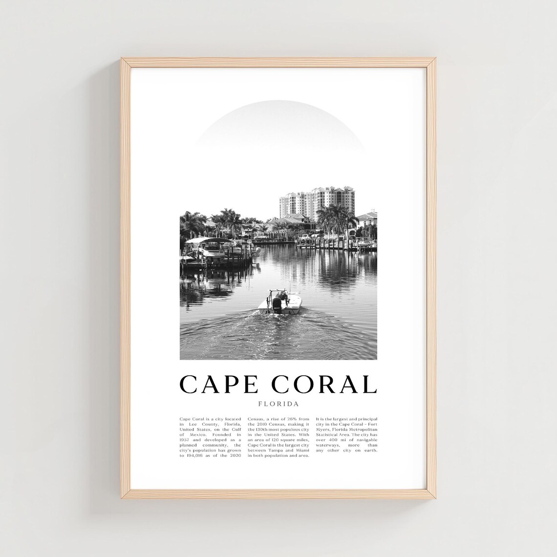 Cape Coral Travel Poster, Florida City Art Print