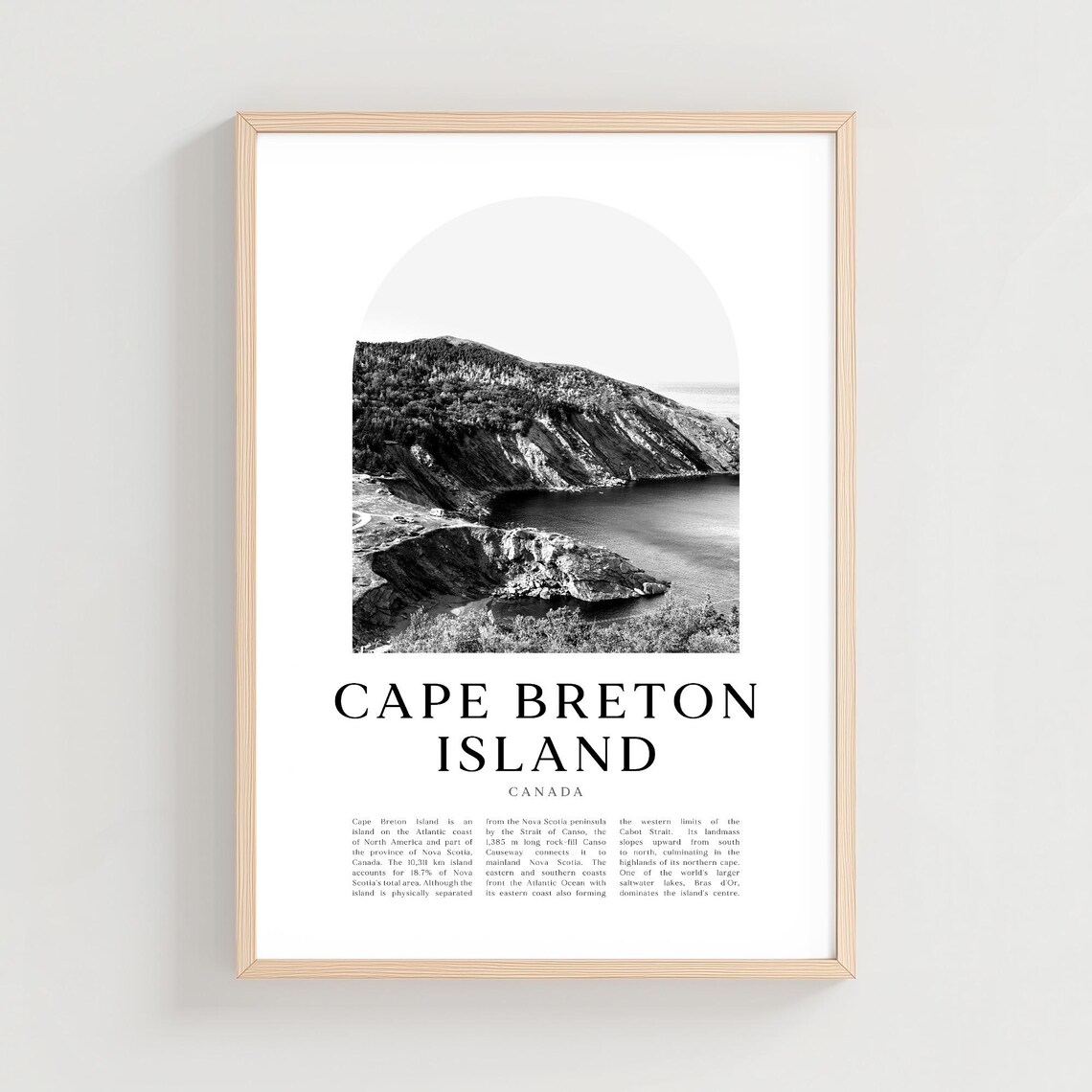 Cape Breton Island Canada Black and White Coastal Photo Poster