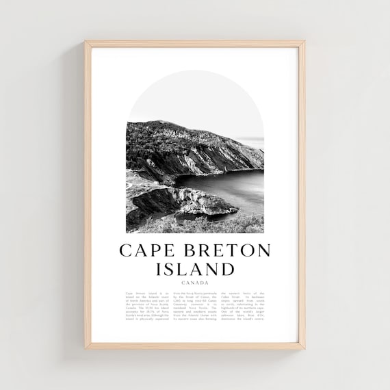 Cape Breton Island Canada Black and White Coastal Photo Poster