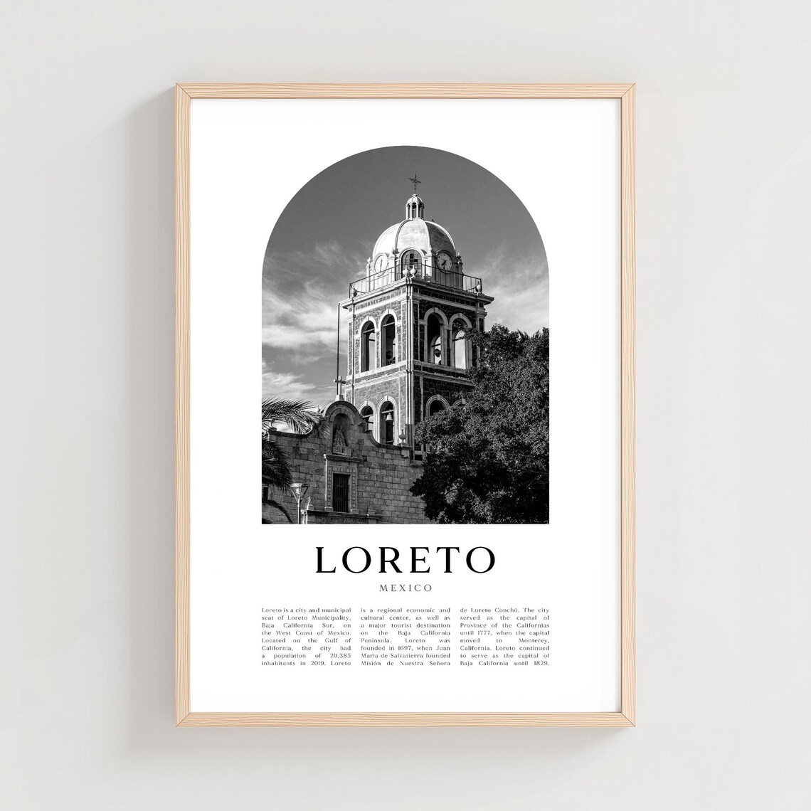 Loreto Travel Poster Print Wall Art Mexico City Gift Decor Na226m
