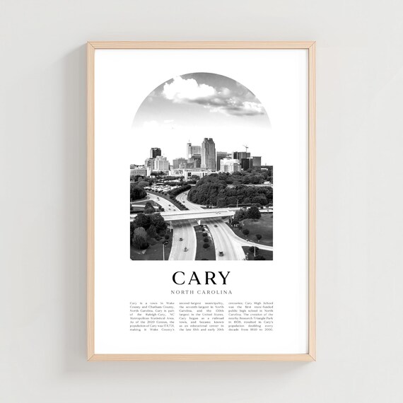 Cary North Carolina Skyline Highway Photo Arch Art Travel Poster