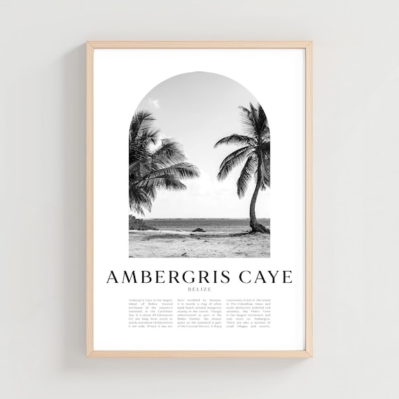 Ambergris Caye Travel Poster Print Wall Art Belize City Gift Decor Ce21m