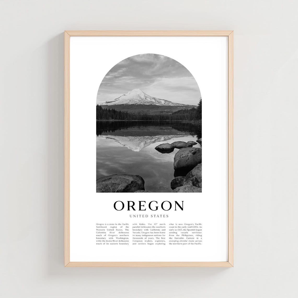 Oregon United States Mount Hood Lake Reflection Black White Poster