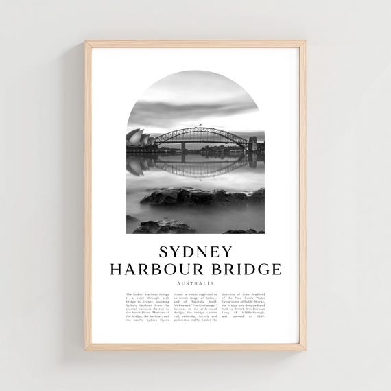 Sydney Harbour Bridge Travel Poster Print Wall Art Australia City Gift Cn79m