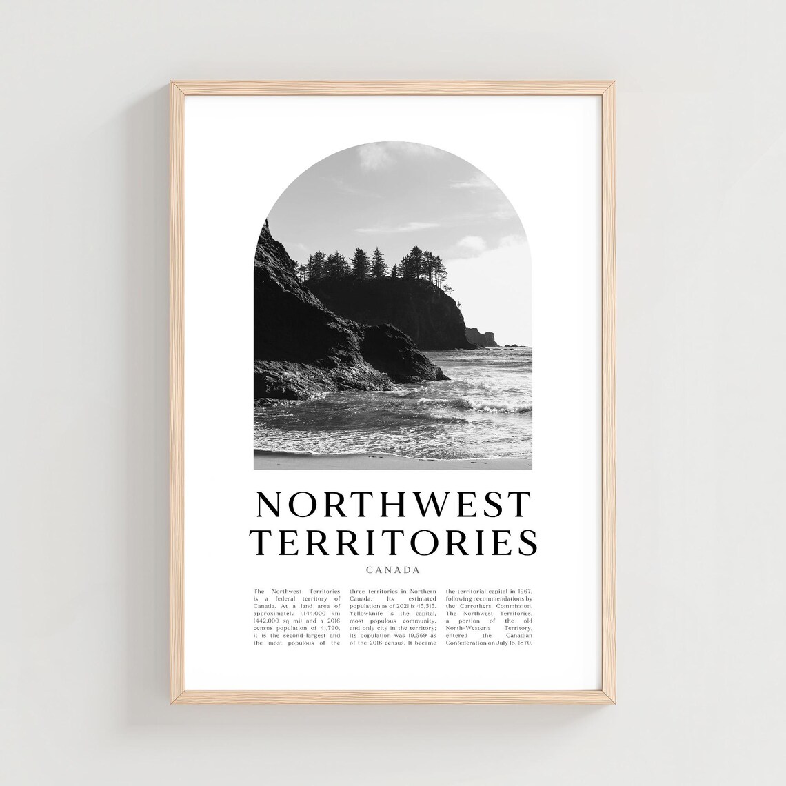 Northwest Territories Canada Black and White Coastal Cliffs Photo Poster