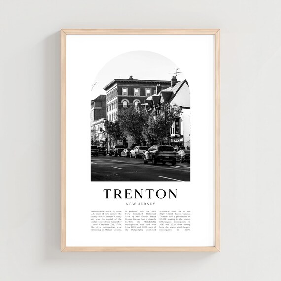 Trenton New Jersey Downtown Street Historic City Black and White Poster