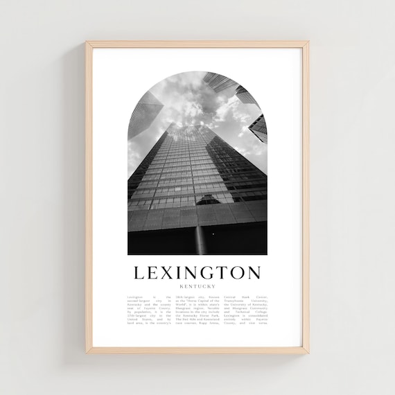 Lexington Kentucky Glass Skyscraper City Looking Up Black Poster