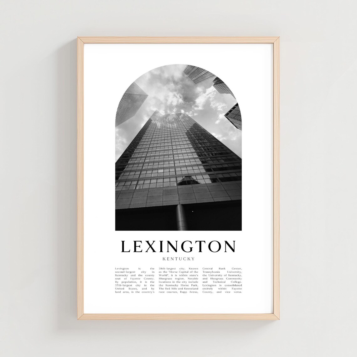 Lexington Kentucky Glass Skyscraper City Looking Up Black Poster