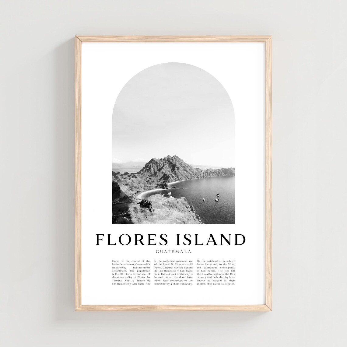 Flores Island Guatemala Lake Peten Arch Photo Minimalist Travel Poster