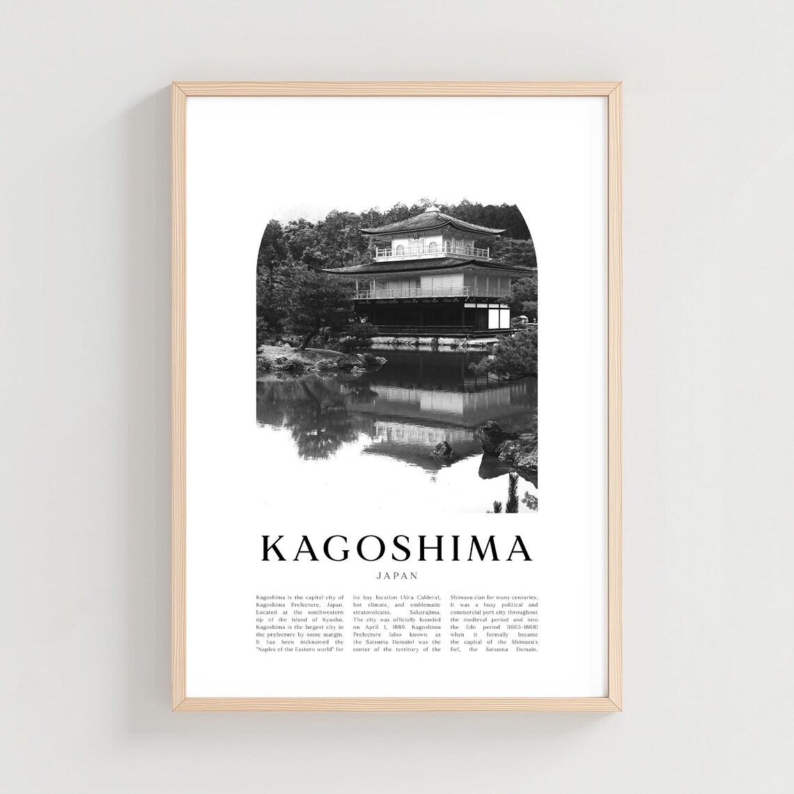 Kagoshima Japan Temple Pavilion Reflection Photo Travel Poster
