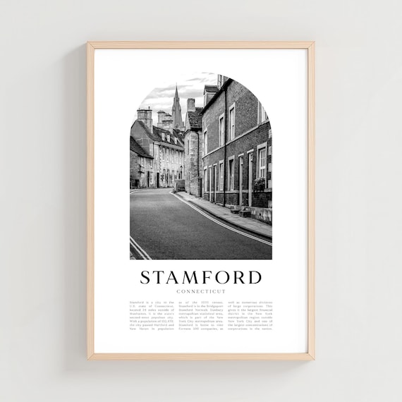 Stamford Connecticut Historic Street Black And White Art Poster