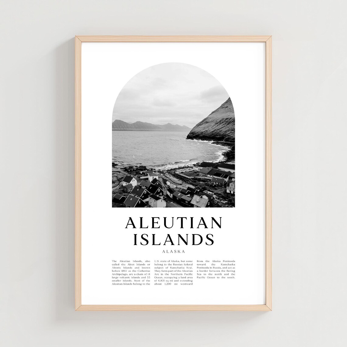 Aleutian Islands Alaska Black and White Coastal Village Poster