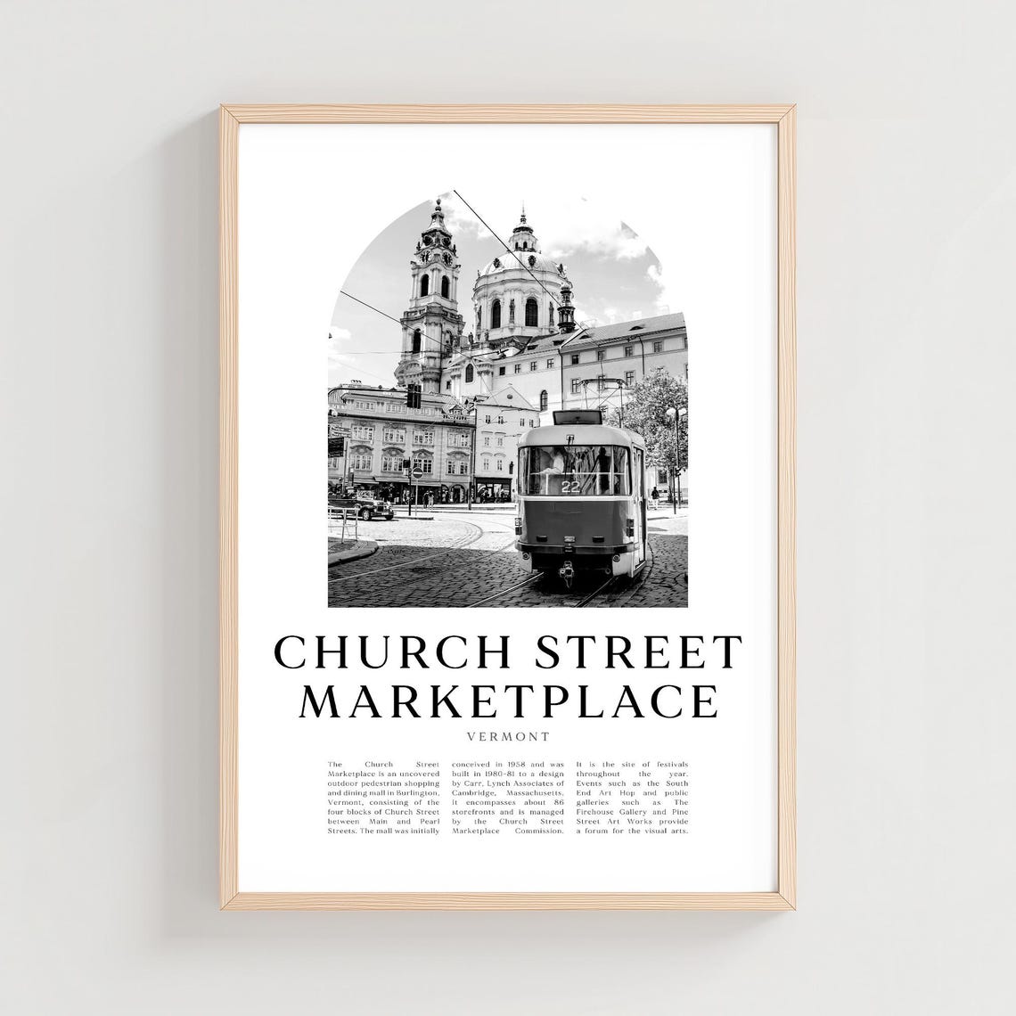 Church Street Marketplace Travel Poster Streetplace Print Wall Art Vermont City Na323m