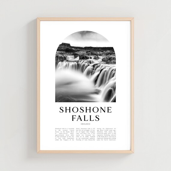 Shoshone Falls Idaho Black and White Waterfall Arch Photo Travel Poster
