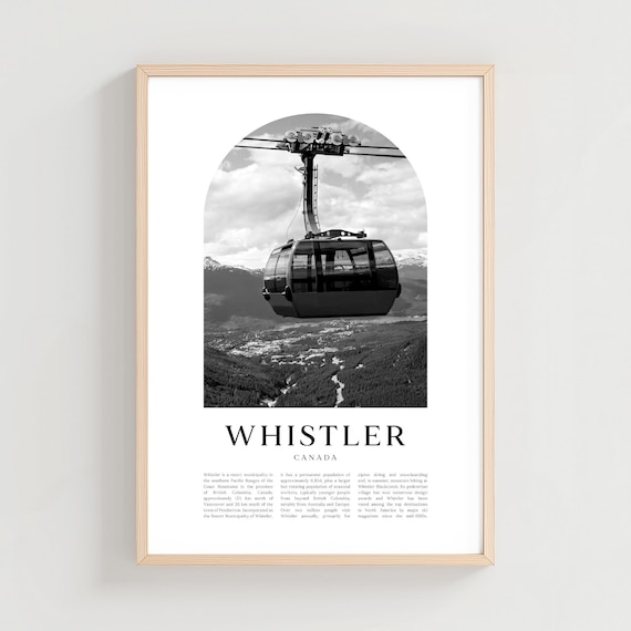 Whistler Canada Black and White Gondola Cabin Photo Poster Mountain