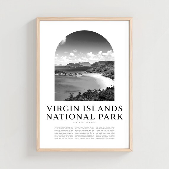 Virgin Islands National Park Tropical Bay Black And White Poster