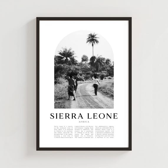 Sierra Leone Travel Poster Print Wall Art Africa City Artsierra Giftafrica Decor Af102m