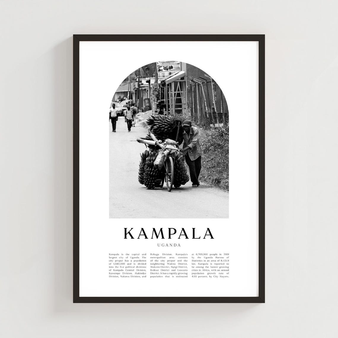 Kampala Uganda Black And White Street Vendor Bicycle Photo Poster