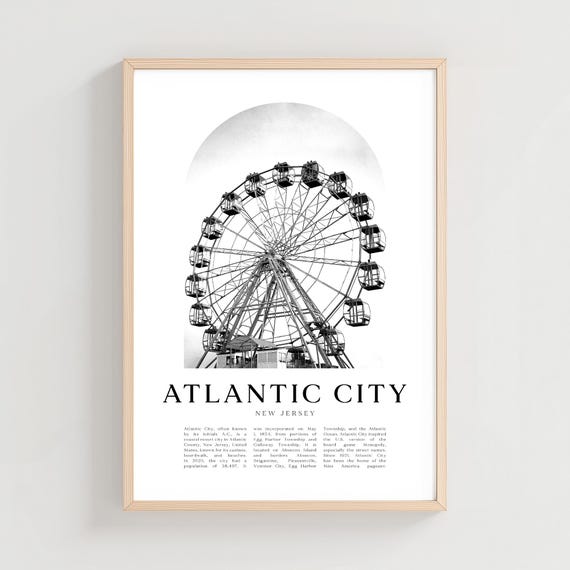 Atlantic City Travel Poster Print Wall Art New Jersey Gift Decor Na326m