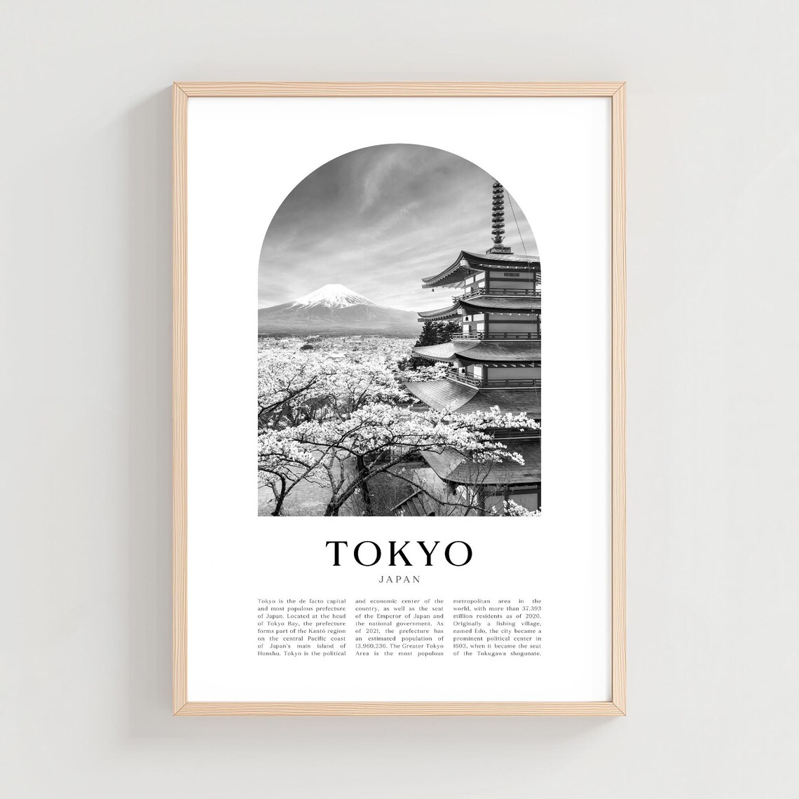 Tokyo Japan Five Storied Pagoda Mount Fuji Photo Travel Poster