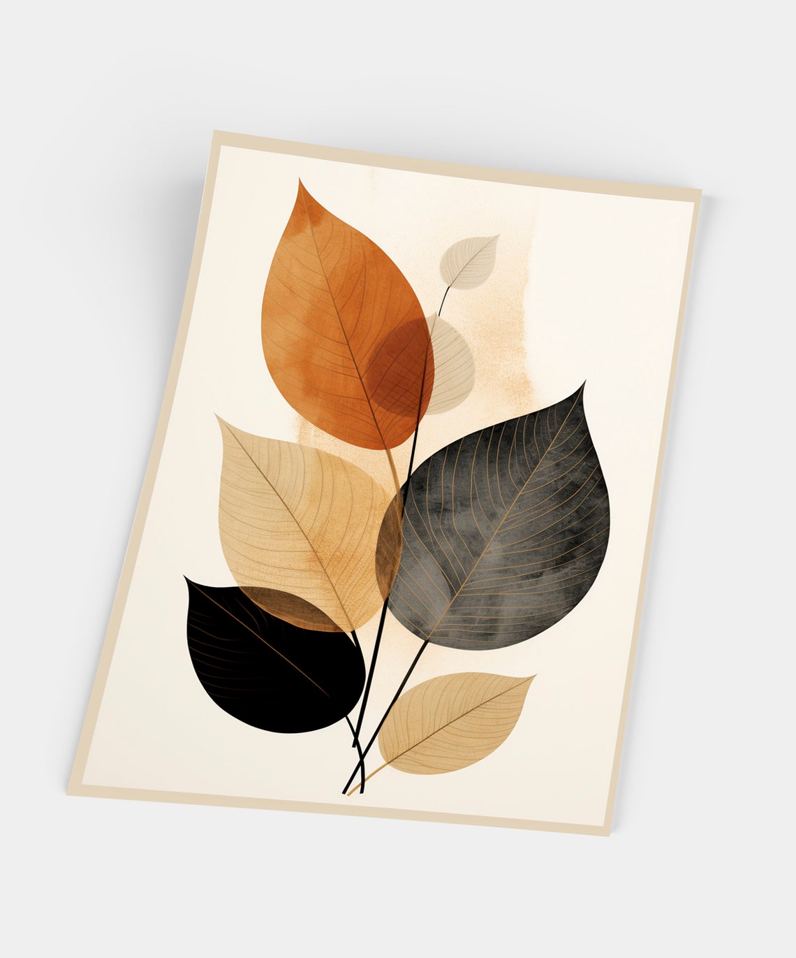 Botanical Leaves Earthy Tones Minimalist Nature Artwork Poster - Image 5