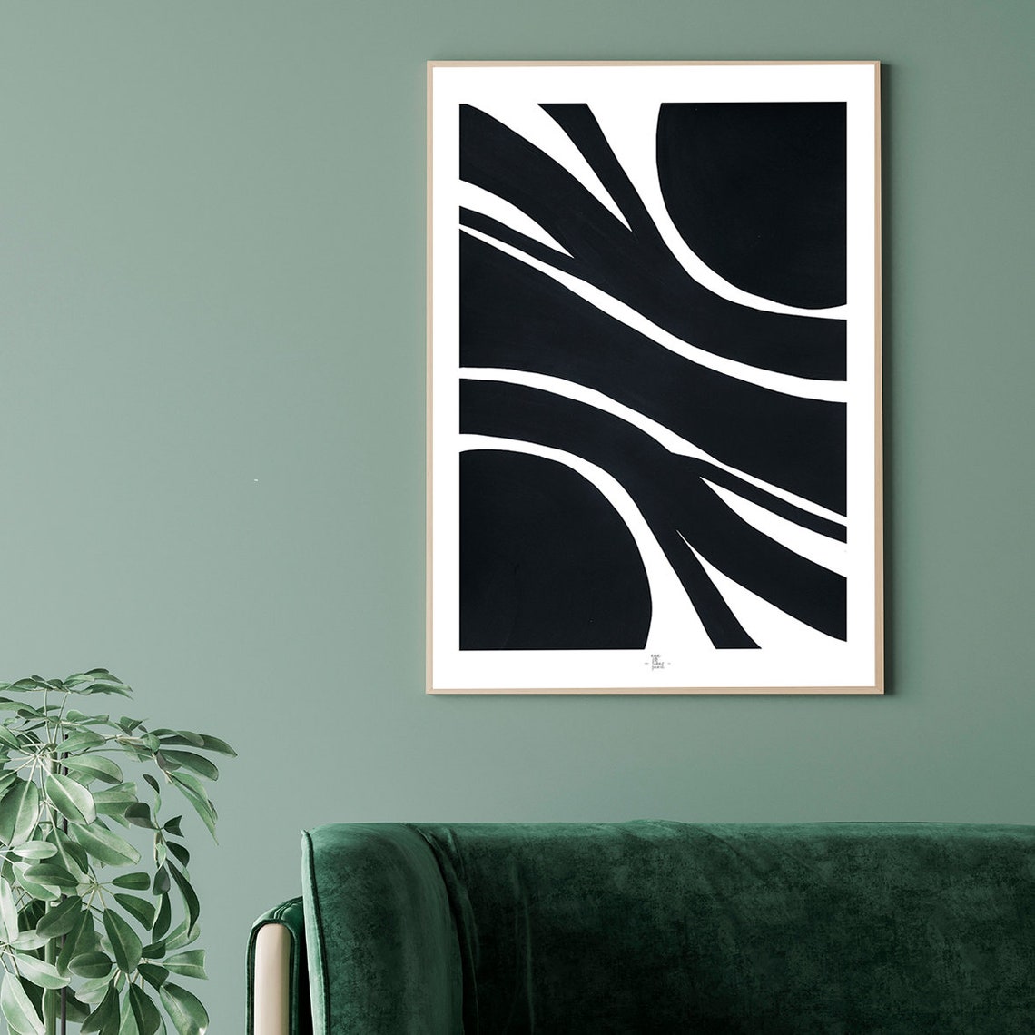 Bold Black And White Waves High Contrast Abstract Art Poster - Image 3