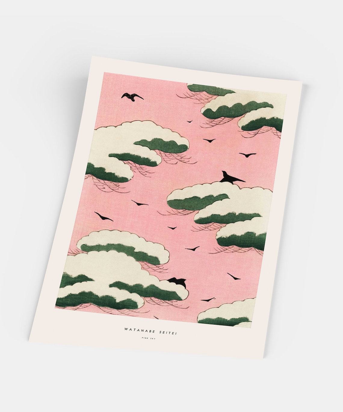 Japanese Print Pink Sky Bird Poster, Watanabe Seitei - Image 4