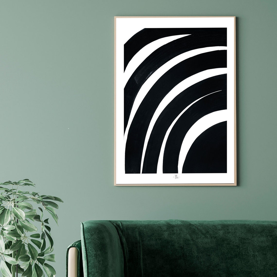 Bold Black Arches Graphic Minimalist Monochrome Abstract Art Poster - Image 3