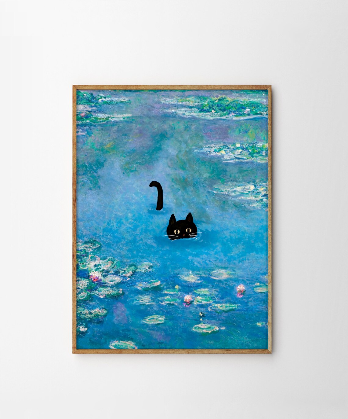 Monet-Inspired Cat and Water Lily Poster Print - Image 5