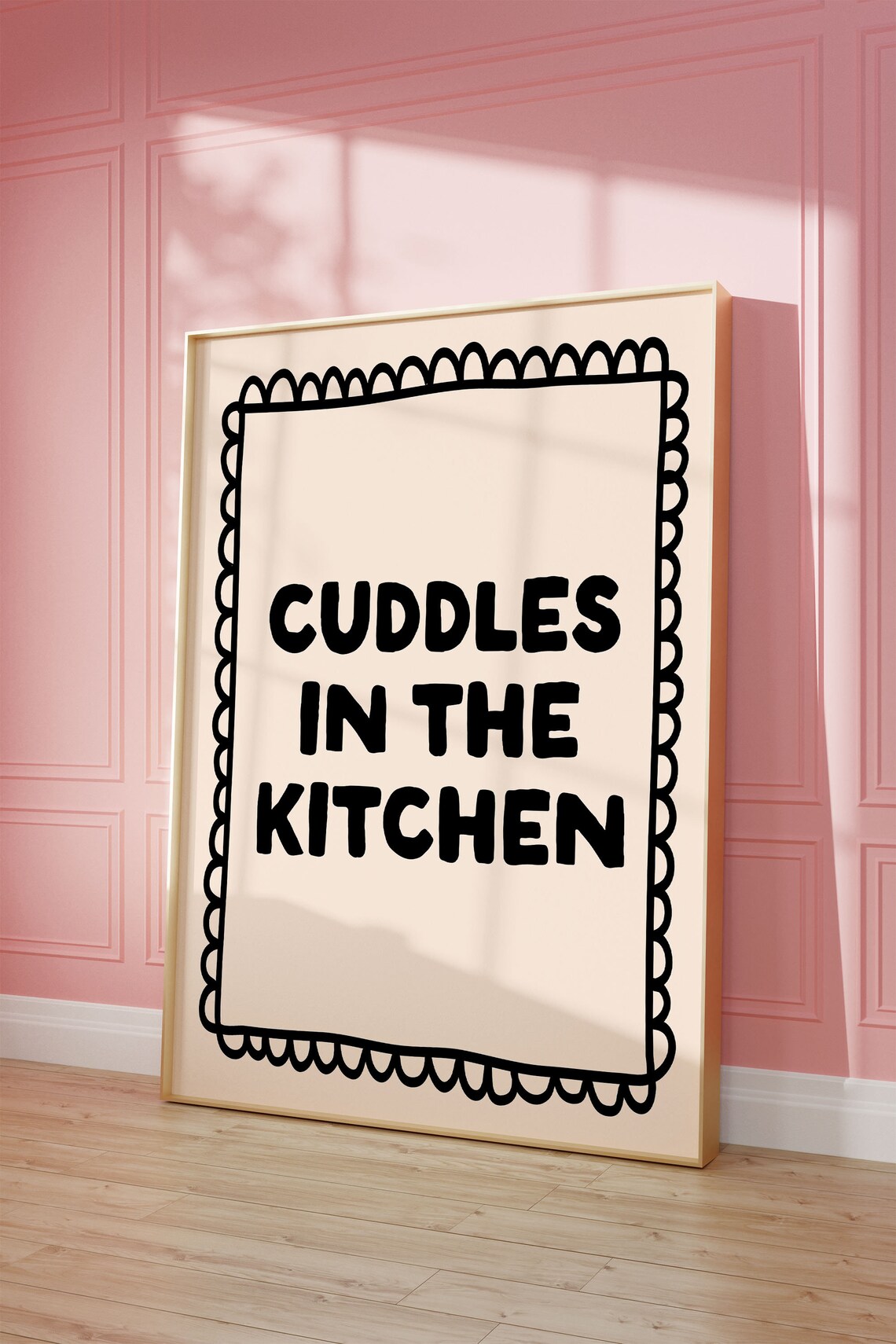 Cuddles In The Kitchen Black Bold Funny Scalloped Border Poster - Image 2