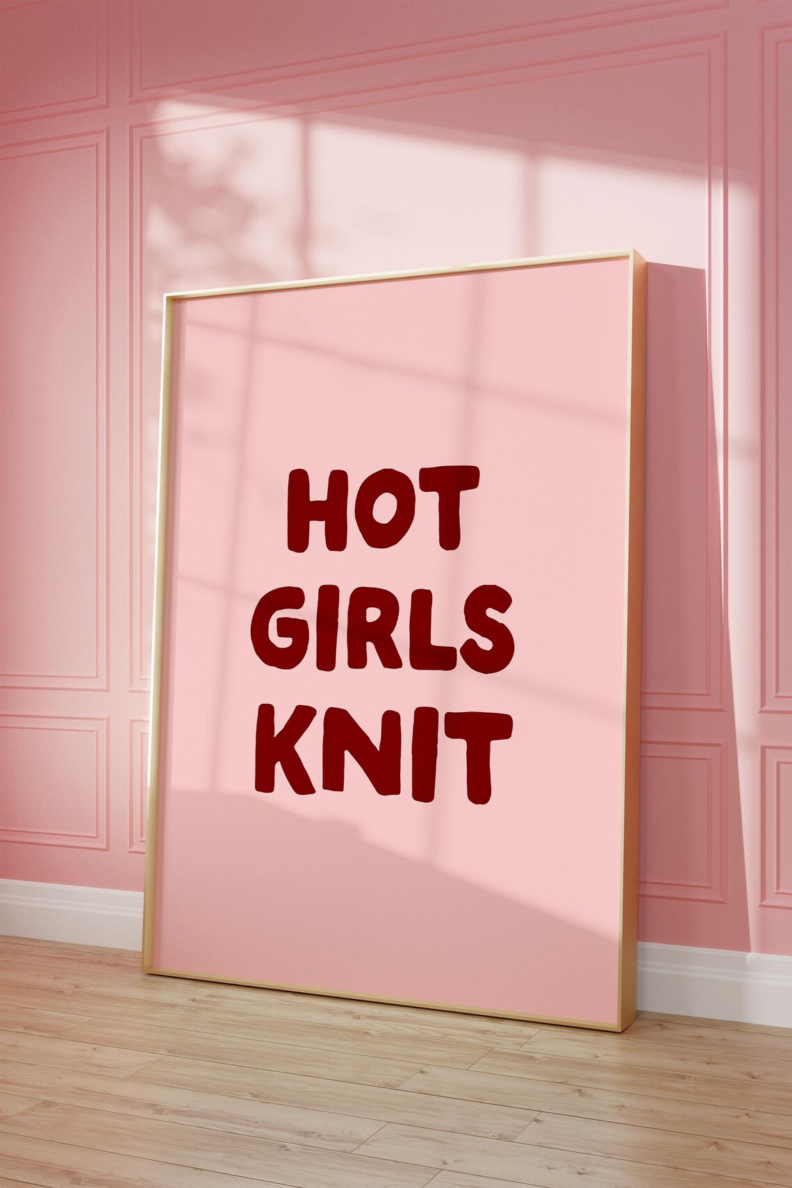 Hot Girls Knit Bold Red Funny Pink Coquette Quote Art Poster