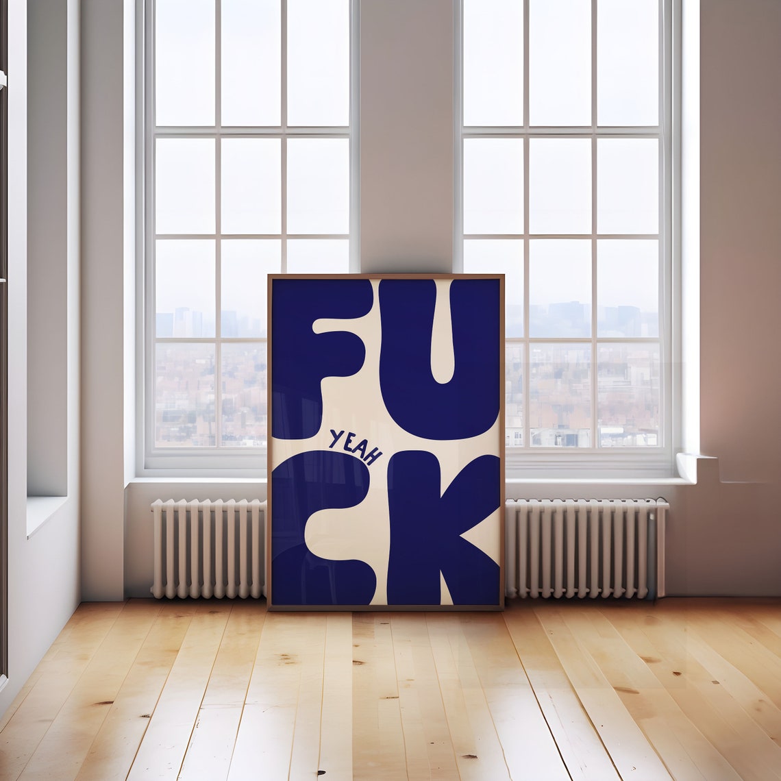 Fuck Yeah Navy Giant Chunky Bubble Letter Fun Typography Poster - Image 2