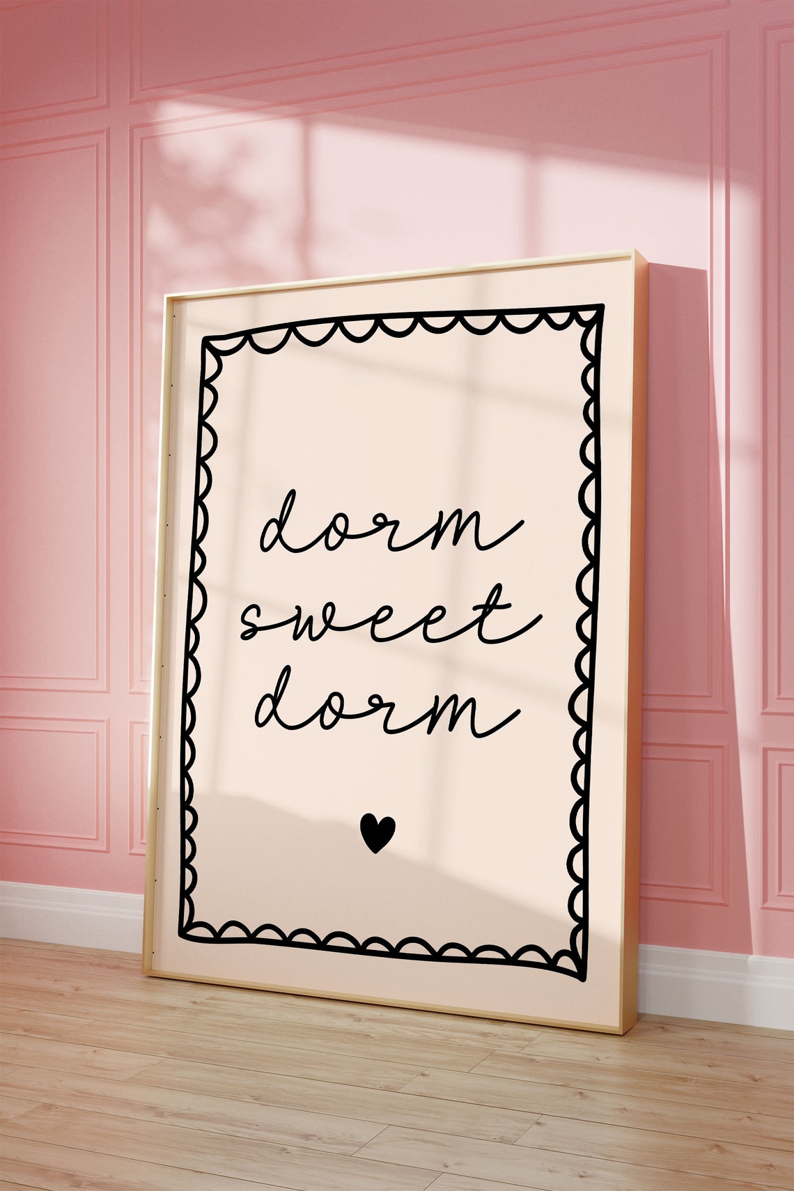 Dorm Sweet Dorm Cute Handwritten Script Heart Quote Wall Poster