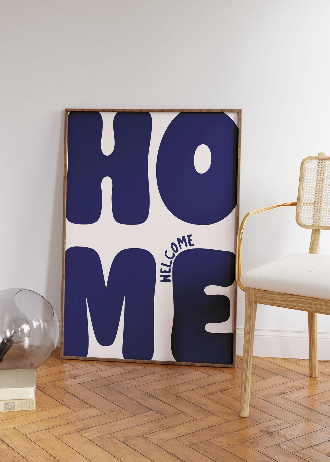 Home Bold Navy Blue Typography Modern Entryway Welcome Poster
