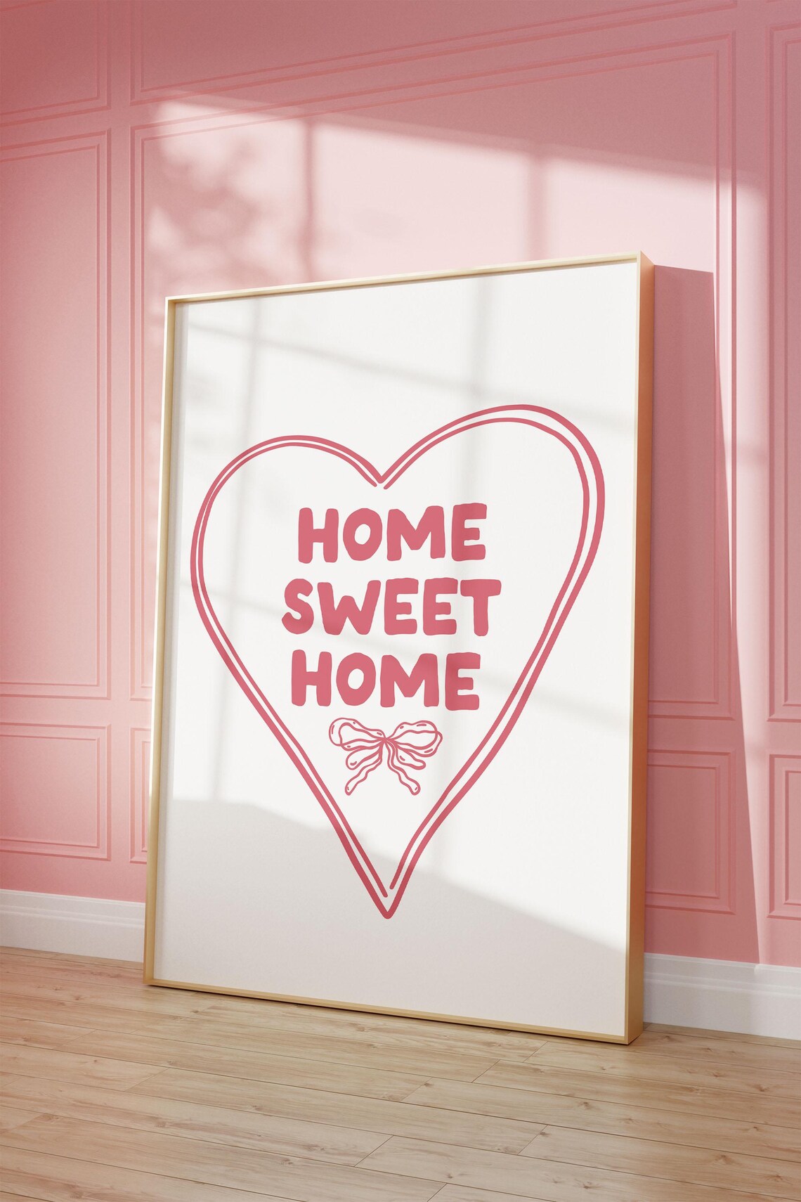 Home Sweet Home Pink Heart and Bow Coquette Sweet Wall Poster