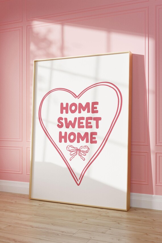 Home Sweet Home Pink Heart and Bow Coquette Sweet Wall Poster
