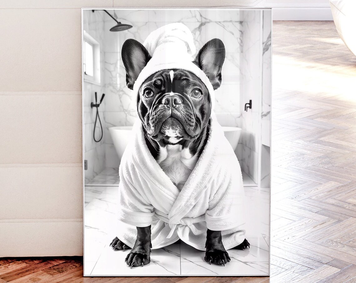 French Bulldog Toilet Print, Funny Bathroom Decor